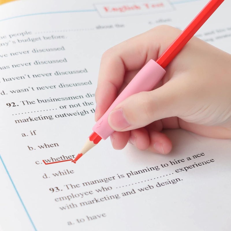OSteed Ergonomic Pencil Grip, Extender & Cap 3 in 1, Silicone Pencil Partners Pack of 6 Pcs for Kids and Adults Handwriting - Image 5